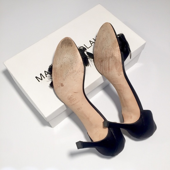 Manolo Blahnik Catalina Feather Satin D’Orsay Heel - Picture 6 of 8